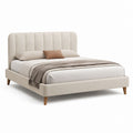 Letto matrimoniale imbottito beige in poliestere rettangolare con testiera a pannelli 160 x 200 cm