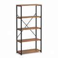 Scaffale libreria da terra 5 ripiani marrone noce e nero in pannello MDF e acciaio 60 x 30 x 160 cm