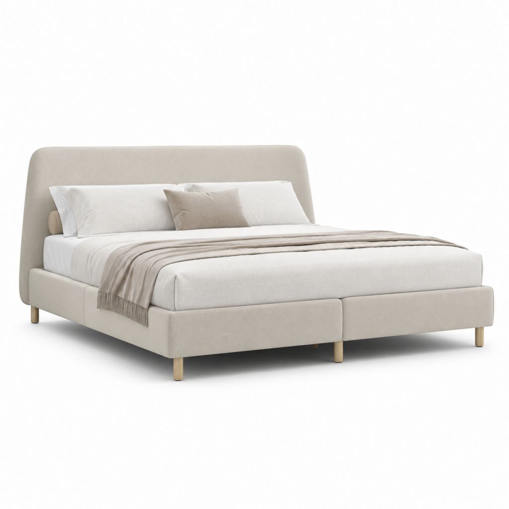 Letto matrimoniale imbottito beige in poliestere rettangolare 160 x 200 cm