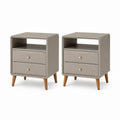 Set di 2 comodini taupe in MDF rivestito in PU rettangolari con 2 cassetti 45 x 40 x 60 cm