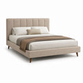 Letto matrimoniale imbottito beige in poliestere rettangolare 160 x 200 cm