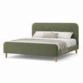 Letto matrimoniale imbottito verde oliva in poliestere con testiera arrotondata 160x200 cm