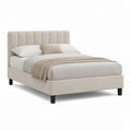 Letto matrimoniale imbottito beige in poliestere con testiera arrotondata 160 x 200 cm