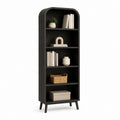 Libreria alta a 5 ripiani nera in MDF con bordo ad arco 80 x 35 x 190 cm