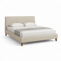 Letto matrimoniale imbottito beige in poliestere rettangolare per materasso 160 x 200 cm