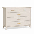 Cassettiera bassa 5 cassetti bianco rovere in truciolare nobilitato 120 x 40 x 85 cm
