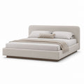 Letto matrimoniale imbottito beige in poliestere con testiera arrotondata 180 x 220 x 110 cm per materasso 160 x 200 cm