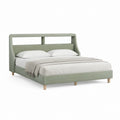 Letto matrimoniale imbottito verde salvia in poliestere 160 x 200 cm