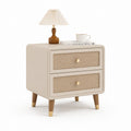 Comodino 2 cassetti beige in MDF e legno di gomma 50 x 40 x 55 cm