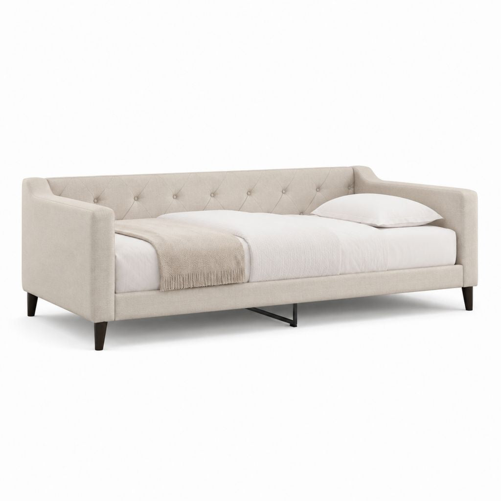 Letto singolo da giorno beige in poliestere rettangolare 90 x 200 cm