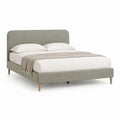 Letto matrimoniale imbottito verde salvia in poliestere con testiera arrotondata 160 x 200 cm