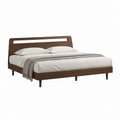 Letto matrimoniale in legno massello noce con testiera rettangolare 160 x 200 cm
