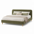 Letto matrimoniale imbottito verde in velluto di poliestere rettangolare 160 x 200 cm